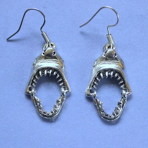 Silver Shark Earrings,Shark Mouth Earrings,Killer Shark Earrings,Fish Earrings,Shark Jaw Earrings,Shark Lover Gift,Shark Themed Gift,Sharks