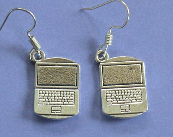 Silver Laptop Computer Earrings,Computer Earrings,Laptop Themed Gift,Laptop Earrings,Computer Geek Earrings,Computer Themed Gift,Stocking