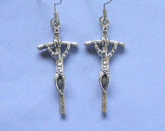 Silver Cross Dangly Earrings,Silver Crucifix Earrings,Church Earrings,Christian Earrings,Religious Earrings,Secret Santa,Stocking Filler