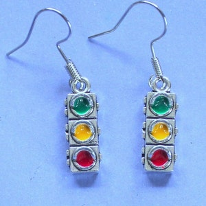 Traffic Light Earrings,Driving Earrings,Silver Driving Earrings,Driving Themed Gift,Driving Themed Earrings,Secret Santa,Stocking Filler