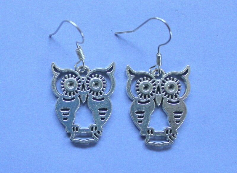 Silver Owl Earrings,Silver Owls,Wise Owls,Cute Owl Earrings,Cute Owls,Owl Themed Gift,Owl Lover Gift