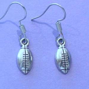 Silver Rugby Earrings,Dangly Rugby Ball Earrings,Rugby Player Gift,Rugby Themed Gift,Rugby Player Earrings,Secret Santa,Stocking Filler