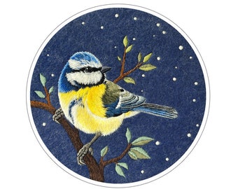 Blue tit . Print . embroidery