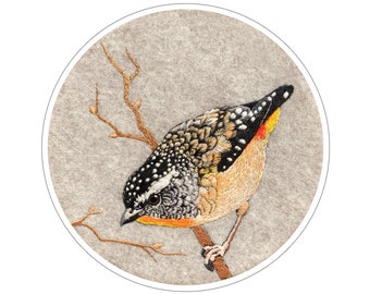 Spotted pardalote . embroidery . PRINT