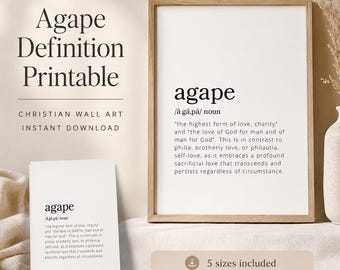 Agape Definition druckbare Wandkunst, christliches minimalistisches Poster (Instant Download)