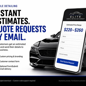 Mobile Detailing Quote Calculator Website Widget | Instant Estimate Tool | Custom HTML Widget | No Monthly Fee
