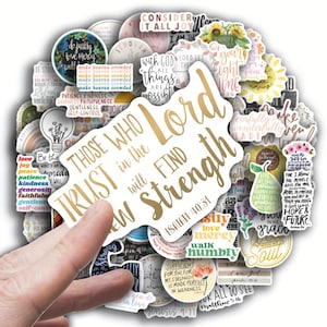 Christian Sticker Pack, Bible Verse Vinyl Stickers (5, 10, or 50), Inspirational Faith-Based Stickers for Journals, Gifts, and Water Bottles
