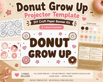 Donut Anbauprojektor Vorlage, DIY Party Banner Kit (Digitaler Download)