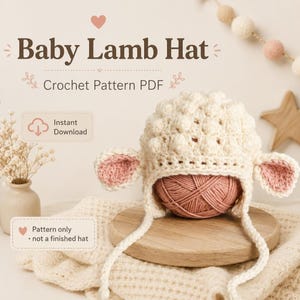 Lamb Hat Crochet Pattern PDF Instant Download