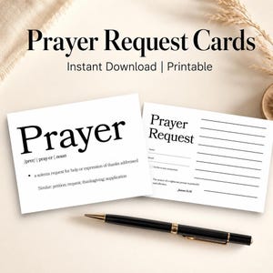 Printable Prayer Request Cards, Church Ministry Form, Instant Download PDF