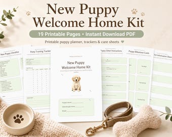 Neuer Welpen Planer Printable, Töpfchen Tracker, Hundepflege Sammelplaner (Digitaler Download) 19 Seiten