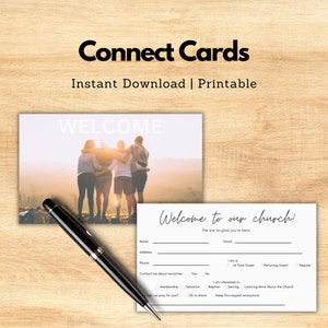 Welkomst- en gebedsverzoekkaarten - Direct downloaden, afdrukbare Connect-kaarten voor kerkleden en gasten