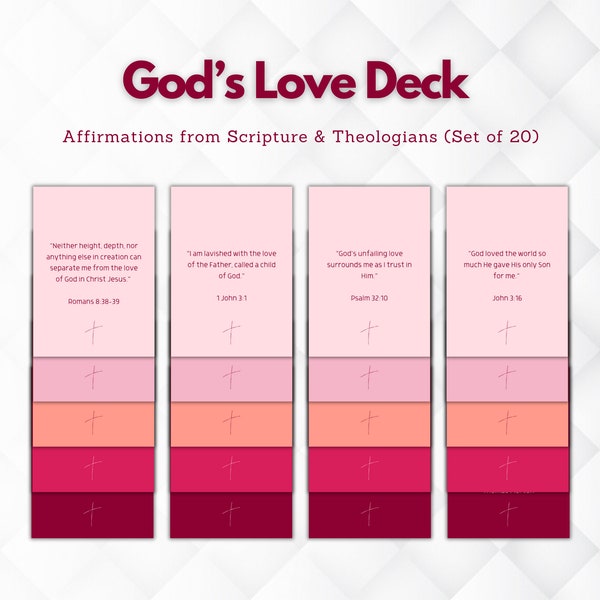 Christian Affirmation & Scripture Cards: Embracing God's Love (Set of 20)