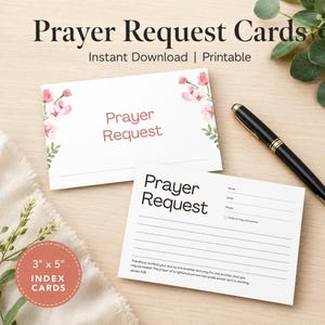 Floral Prayer Request Cards, 3x5 Index, Ministry Form (PDF Download)