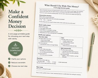 Lump Sum Money Decision Guide, Tax Refund, Bonus, Debt Savings Worksheet (PDF)