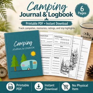 Camping Journal & Logbook, Campsite Trip Planner (Digital Download)