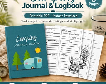 Camping Tagebuch, Campsite Trip Planner (Digitaler Download)