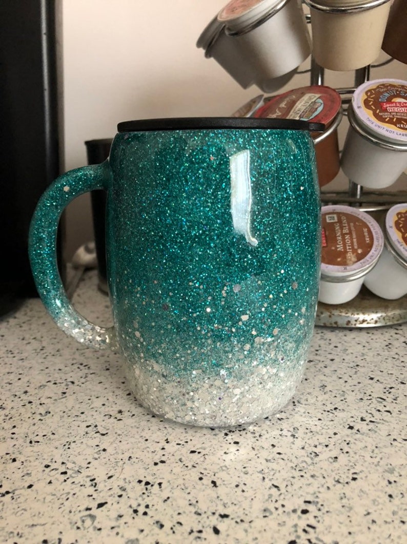 Glitter Coffee Mug Cup Insulated Stainless Steel Double Etsy