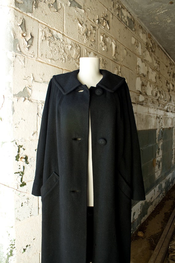 Vintage Cashmere Coat, Couture Americana Black Cas