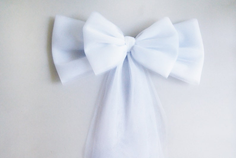 White Tulle Pew Bow Church Aisle Decor White Wedding Etsy