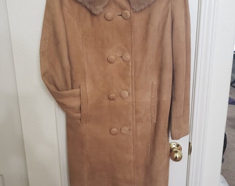 1960s Women's Suede Coat Jacket Duster with Fur Collar NEW with tags!!