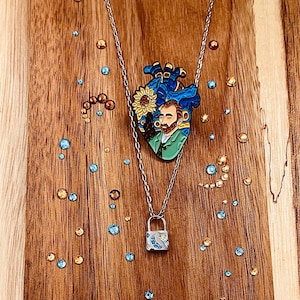 Van Gogh Starry Night Stainless Steel Necklace, Van Gogh Jewelry