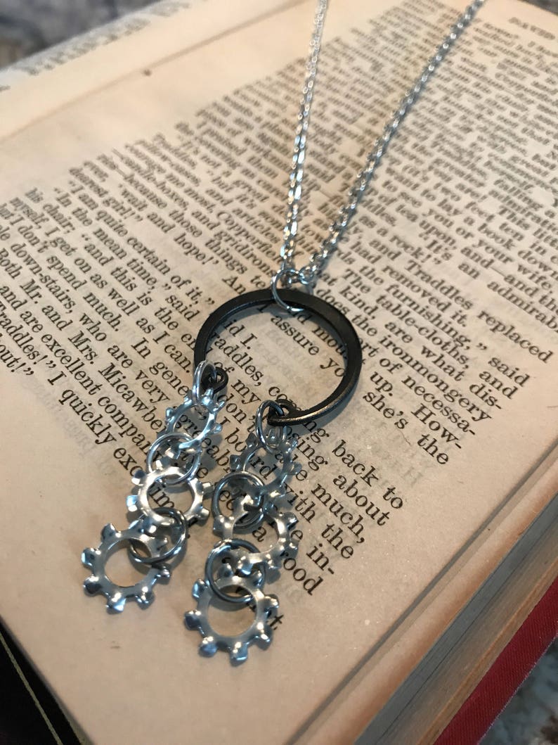 Black Tiered Retaining Ring Necklace Etsy