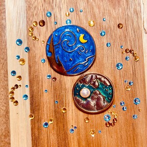 Van Gogh Starry Night Brooch Set , Van Gogh Jewelry