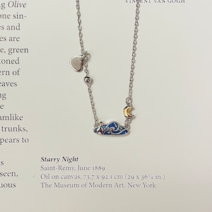 Van Gogh Starry Night Stainless Steel Necklace, Van Gogh Jewelry
