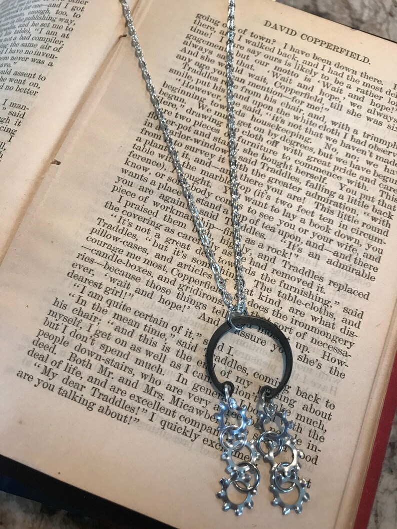 Black Tiered Retaining Ring Necklace Etsy