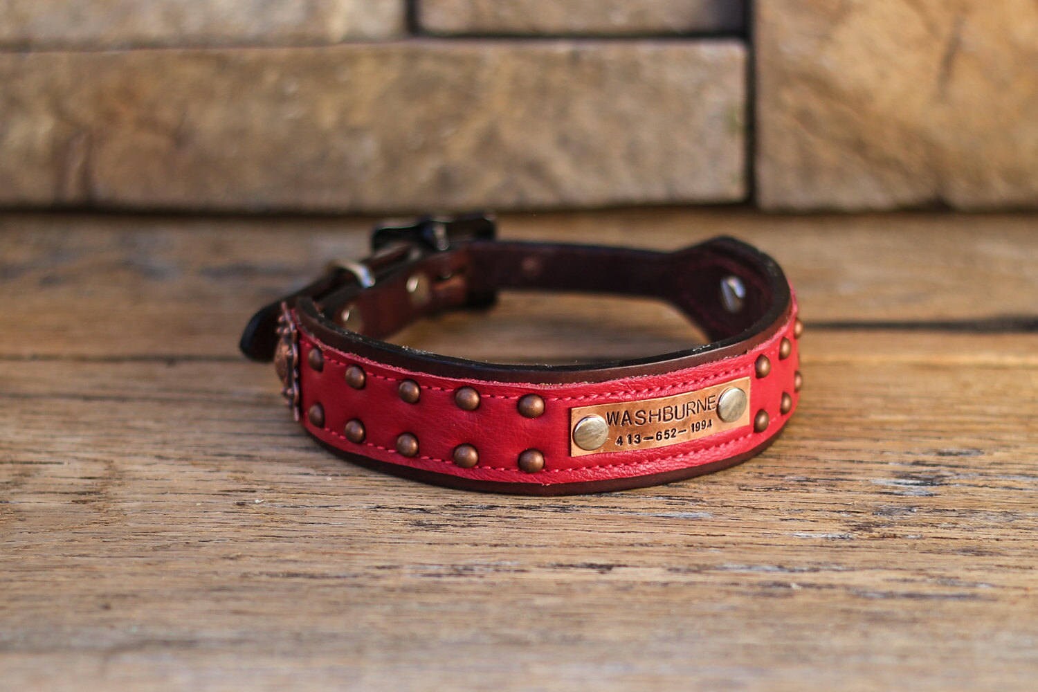 Leather Dog Collar // Personalized Dog Collar // Copper Dog Etsy