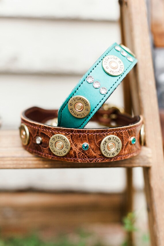 Leather Dog Collar // 12 Gauge Shotgun Shell Dog Collar Etsy