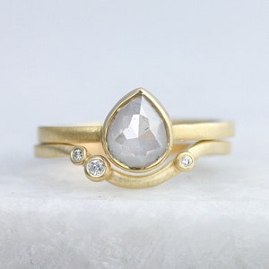 RESERVED: Misty Rose Cut Diamond + 14k Yellow Gold Ring, .55 Carat