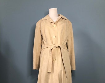 Vintage Long Dress COAT / Belted Frock Coat / SPRING Jacket Large