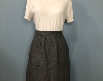 Vintage WOOL winter SKIRT / Gray Front Pleated Skirt / Short Skirt