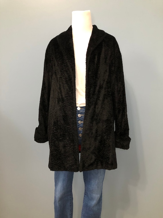 Vintage FAUX FUR Coat / Plush Shawl Jacket / Desig