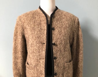 Vintage boiled WOOL Boxy Jacket BLAZER Coat Small xs Union made Woolmark