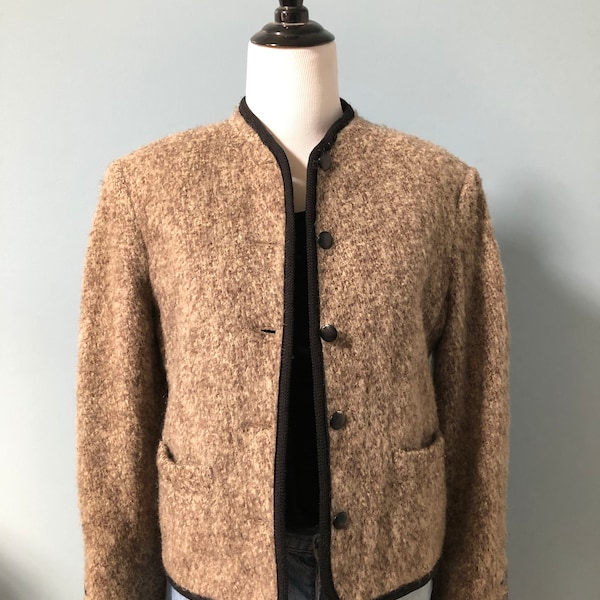 Vintage boiled WOOL Boxy Jacket BLAZER Coat Small xs Union made Woolmark