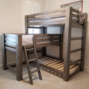 Solid-Wood Custom-Built Triple Bunk Bed