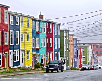 Three Jelly Bean Houses in St. John's Newfoundland   -  5 x 7 Print