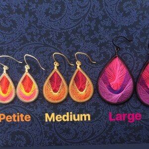 Peruvian Thread Dangle Earrings Pink, Metallic Gold, & Burnt Orange Woven Thread Earrings image 6