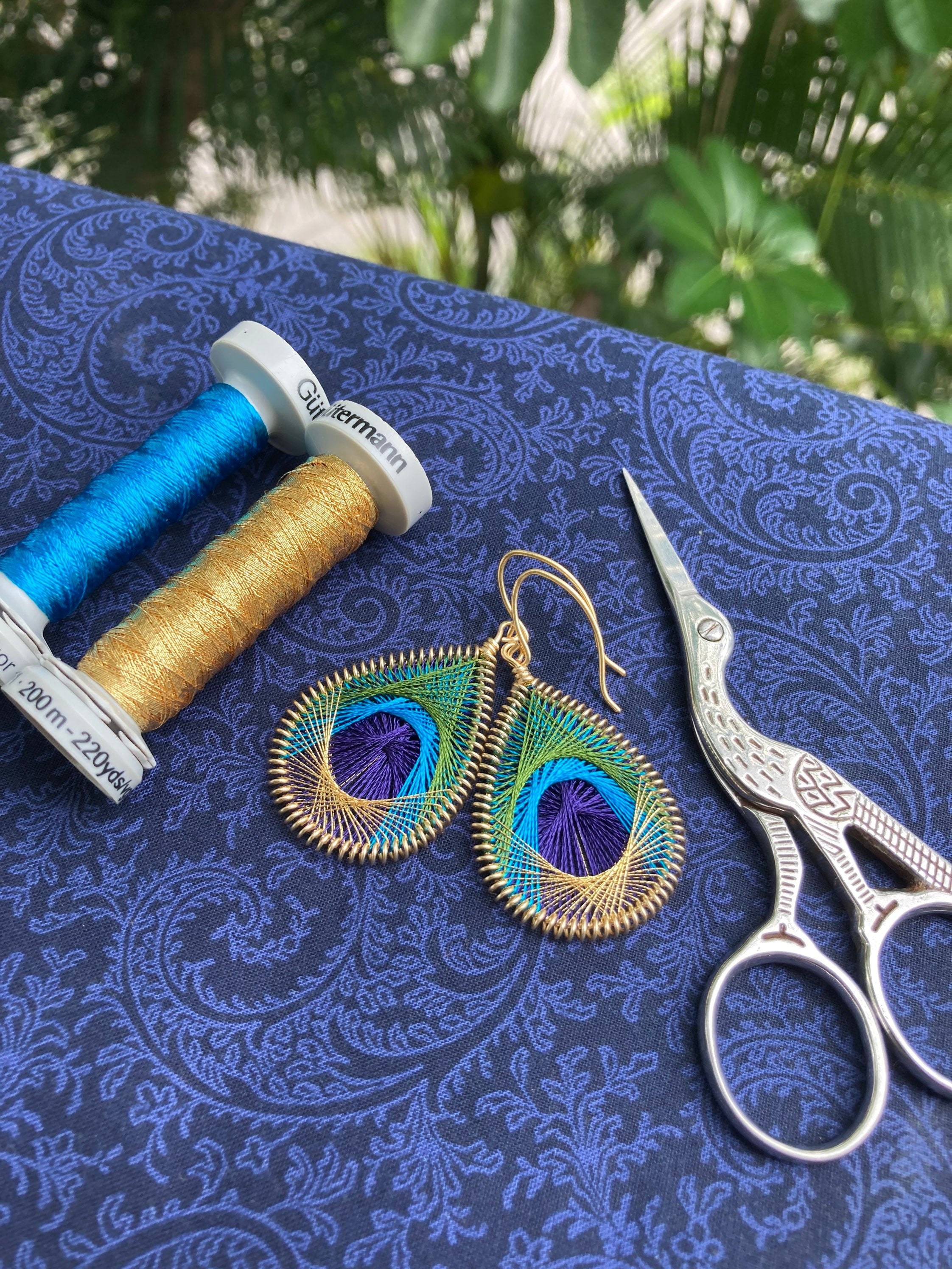 Peacock silk thread earrings best sale