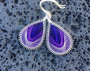 Dark Purple, Purple & Lavendar Peruvian Thread Earrings