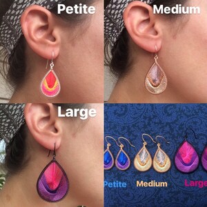 Peruvian Thread Dangle Earrings Pink, Metallic Gold, & Burnt Orange Woven Thread Earrings image 7