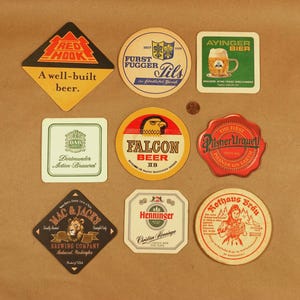 Vintage Micro Brewery Beer Coasters, 1990s Advertising, Set of 9