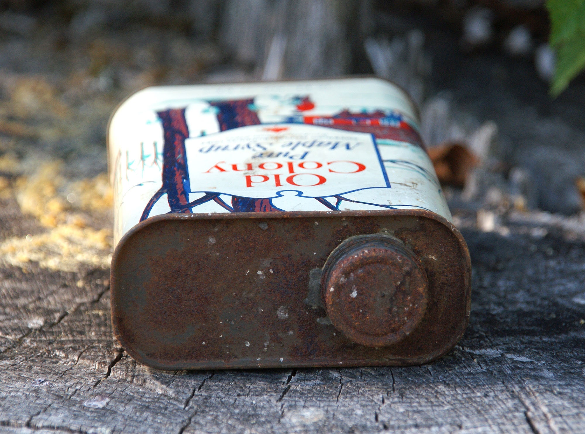 Rare Vintage 1950's Old Colony Pure Maple Syrup Tin Can Newport VT, Sap