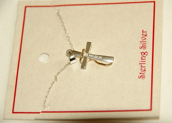 Sterling Silver Cross Heart Necklace, New Signed … - image 4