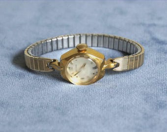 Benrus Vintage Mechanical Watch Black Dial Gold Tone Speidel  display picture 1