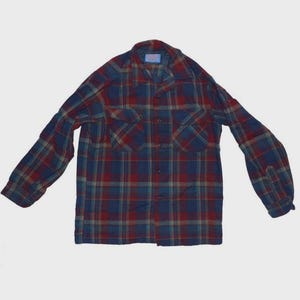 New 1990s Pendleton Wool Shirt Plaid, Men&#39;s Size M Medium, Never Wore Vintage Button Down Shirt, Blue Maroon Purple, Made USA