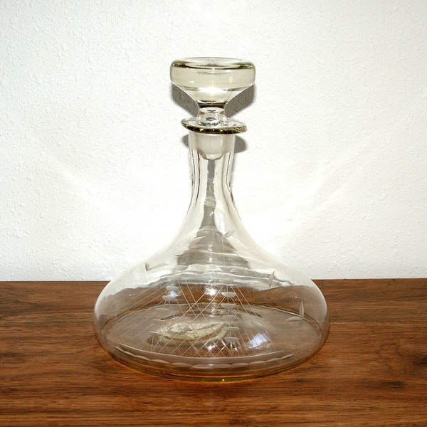 Etched Ship Decanter Etsy